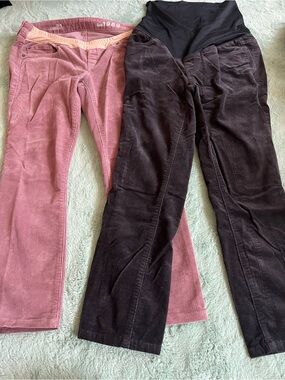 Lot of 2 Maternity Corduroy Pants- Gap Dusty Pink & Loft Dark Gray